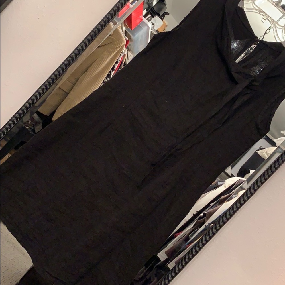 Black linen dress